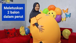 Meletuskan 2 balon dalam perutballoon memecahkanbalon parodihamilbalon [upl. by Anitsrik419]