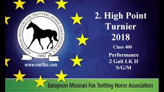 2 European Missouri Fox Trotter HP Turnier 2018  2 Gait Performace LK II [upl. by Yraillih]