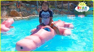 Ryan plays at Water Park and rides Water Slides for kids [upl. by Algar]