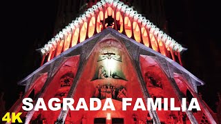 Sagrada Familia Iluminación de la Fachada de la Pasión 2023 Semana Santa Barcelona 4K [upl. by Llevron]