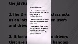 DriverManager class java youtubeshorts viralvideo jdbc javadeveloper [upl. by Alletniuq]