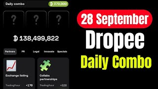 Dropee Daily Combo 28 September  Dropee Daily Combo Today [upl. by Ralleigh]