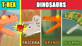 TRex vs Dinosaurs Battles  TRex vs Dinosaurs Deathmatch  Dino Animation [upl. by Nongim]