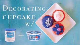 Decorating cupcake w storebought frosting  cool whip  Tips Hack [upl. by Ycnay907]