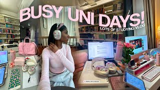 study vlog ☁️ busy uni days productive study tips student success at london college 2024 [upl. by Wylma699]