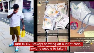 Turk N16 Stokey showing off alot of cash Inviting people to take it ukdrill [upl. by Pascha]