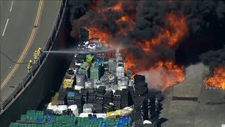 Huge fire engulfs industrial estate in North West England [upl. by Aubreir]