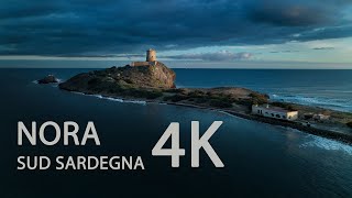 Spiaggia di Nora Sud Sardegna Spettacolare tramonto invernale sul mare 4K [upl. by Kcirrej]