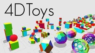 4D Toys a box of fourdimensional toys and how objects bounce and roll in 4D [upl. by Ilrebmyk]