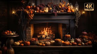 Cozy Autumn Fireplace with Crackling Fire Ambience  4K 🍁🔥🍂 [upl. by Larrej]