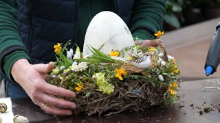 DIYHighlight Osterkranz mit naturfarbenem DekoEi Wachteleiern amp Federn [upl. by Aihpos]