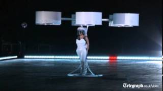 Lady Gaga takes to the air in flying dress [upl. by Llerrat]