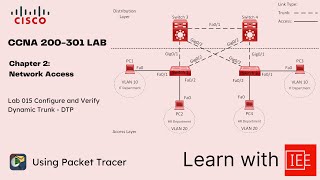 CCNA 200301 Lab  Chapter 2 Network Access  Lab 015 Configure and Verify Dynamic Trunk  DTP [upl. by Grimbal]