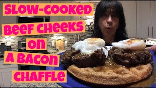 SlowCooked Beef Cheeks On A Bacon Chaffle [upl. by Kit]