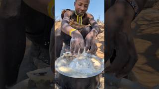 Hadzabe boys preparing their food middle of nowhere This is New special meal made by tribefood [upl. by Aihsenod]