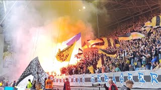 Vitesse Arnhem  NEC Nijmegen 🇳🇱 070424 Derby Chaos Sfeer Supporters Ultras Gelderland Gelredome [upl. by Ateuqirne]