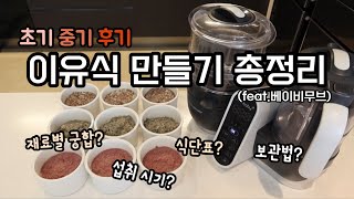 이유식 만들기 총정리 초기 중기 후기  식단표 식재료 궁합 재료별 시작 시기 재료 손질 보관법 질산염 베이비무브 [upl. by Kealey553]