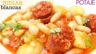 POTAJE de JUDÍAS BLANCAS alubias con CHORIZO 😍🍲 habichuelas o frijoles barata rápida y deliciosa [upl. by Novyat]