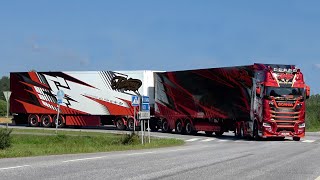 Power Truck Show 2024 Finland Part 1 with Scania V8 amp Volvo open pipes sound  custom semi Trucks [upl. by Zingg]