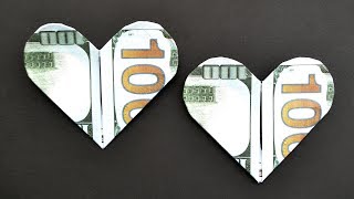 MY Money HEART  Easy Dollar Origami Tutorial Moneygami DIY by NProkuda [upl. by Aggappera]