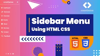 Sidebar Menu Using HTML CSS  Side Navbar [upl. by Roos]