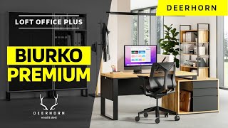 Biurko Loft Office Plus Deerhorn 🔥 Biurko gabinetowe z drewnianym blatem industrialne [upl. by Yunick558]