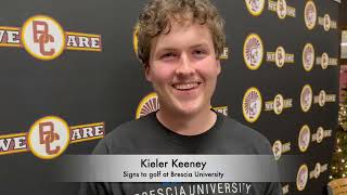 Kieler Keeney signs to golf at Brescia University 120823 [upl. by Annahsit30]