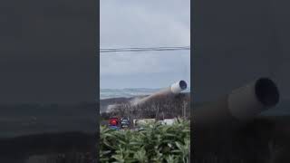 TINTO CHIMNEY DEMOLITION ANGLESEY  ANGLESEY ALUMINIUM chimney [upl. by Gnah]