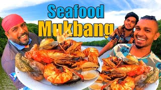 Catch amp Cook Seafood Mukbang 😲 අම්මෝ සීෆුඩ් 😛 wishwatiyubaya 👣🎣😎 [upl. by Elbart]