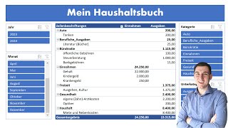 Excel Haushaltsbuch erstellen mit Kategorien  Excel Dashboard 📈📊 Vorlage kostenlos Anleitung [upl. by Katuscha]