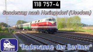 Mit der PRESS V180 118 757 im DR Sonderzug nach Heringsdorf auf Usedom Wie zu Erichs DDR Zeiten [upl. by Gerti771]