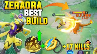 ZERAORA NEW BEST BUILD FOR DISCHARGE 1 MINUTES PRO GUIDE  BSST ZERAORA BUIPD POKEMON UNITE [upl. by Hareehat260]