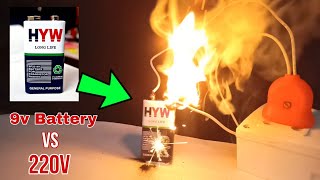 9 volt Battery VS 220 volt Electricity  220 volt VS Battery Experiment [upl. by Neela498]