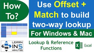 How to use Offset  Match to build two way lookup in Microsoft Excel  Learn in 5 Minutes [upl. by Burg]