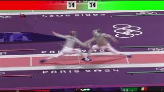 Bazadze vs Amer final touch for the Egyptian t16 PARIS OLYMPICS 2024 slow mo olympics fencing [upl. by Erleena]