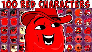 100 RED CHARACTERS  FNF Character Test  Gameplay VS Playground [upl. by Hartill]