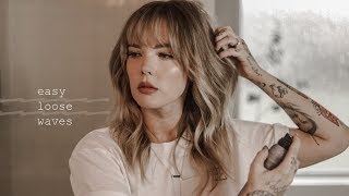 EASY LOOSE WAVES TUTORIAL  hairstylist waves and bangs at home  ImMalloryBrooke [upl. by Acinomad240]