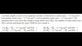 Q5 ‖ Poly Dispersity Index ‖ Number average Molar Mass ‖ Mass average Molar Mass‖ Polymer chemistry [upl. by Mariko164]