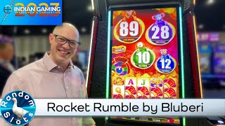 Rocket Rumble Slot Machine by Bluberi at IGTC2023 [upl. by Landau683]