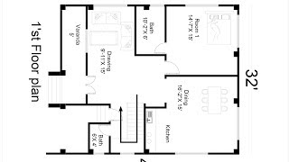 Simple 2 storey house design with floor plan 32X40 4 Bed Room [upl. by Gere944]