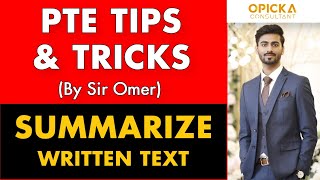 PTE Summarize Written Text  PTE Tips ampTricks by Sir Omer [upl. by Airitak569]