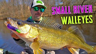 Jigging UPSTREAM For SMALL River Walleyes [upl. by Hooker273]