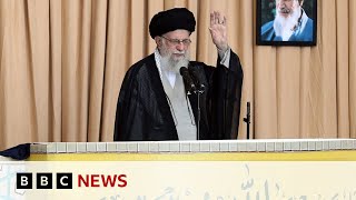 Irans supreme leader defends strikes on Israel in rare public speech  BBC News [upl. by Lidda766]