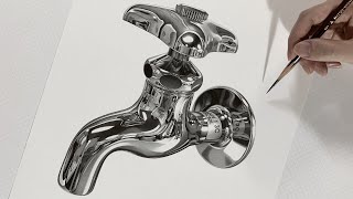 鉛筆画 蛇口を描いてみた・Pencil Drawing a Faucet [upl. by Adnirim]