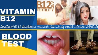 Vitamin B12 Deficiency causes symptoms blood tests and Treatment of B12 deficiency in kannada [upl. by Eleni]