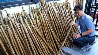 Process of making long bamboo flutes Korean traditional musical wind instruments factory [upl. by Nnylassej619]