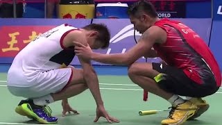 Lin Dan v Lee CWMSF Wang Lao Ji BWF World Champ 2013 [upl. by Adnilem]