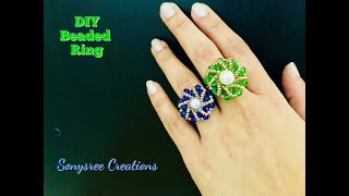 Pinwheel Beaded RingTutorial 💞 [upl. by Supen]