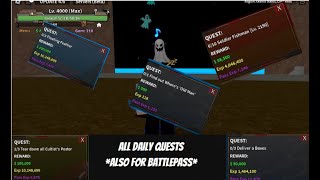 All Daily quest guide1st and 2nd seafor getting your battlepass level higher king legacy [upl. by Ybroc]