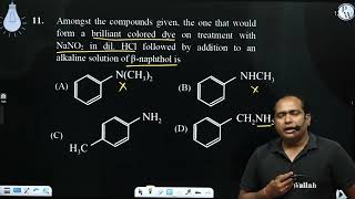 Amongst the compounds given the one that would form a brilliant colored dye on treatment with N [upl. by Airamzul]